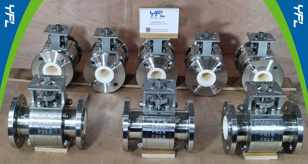 YFL wear resistant and corrosion resistant ceramic V-notch ball valves for abrasive mining slurry